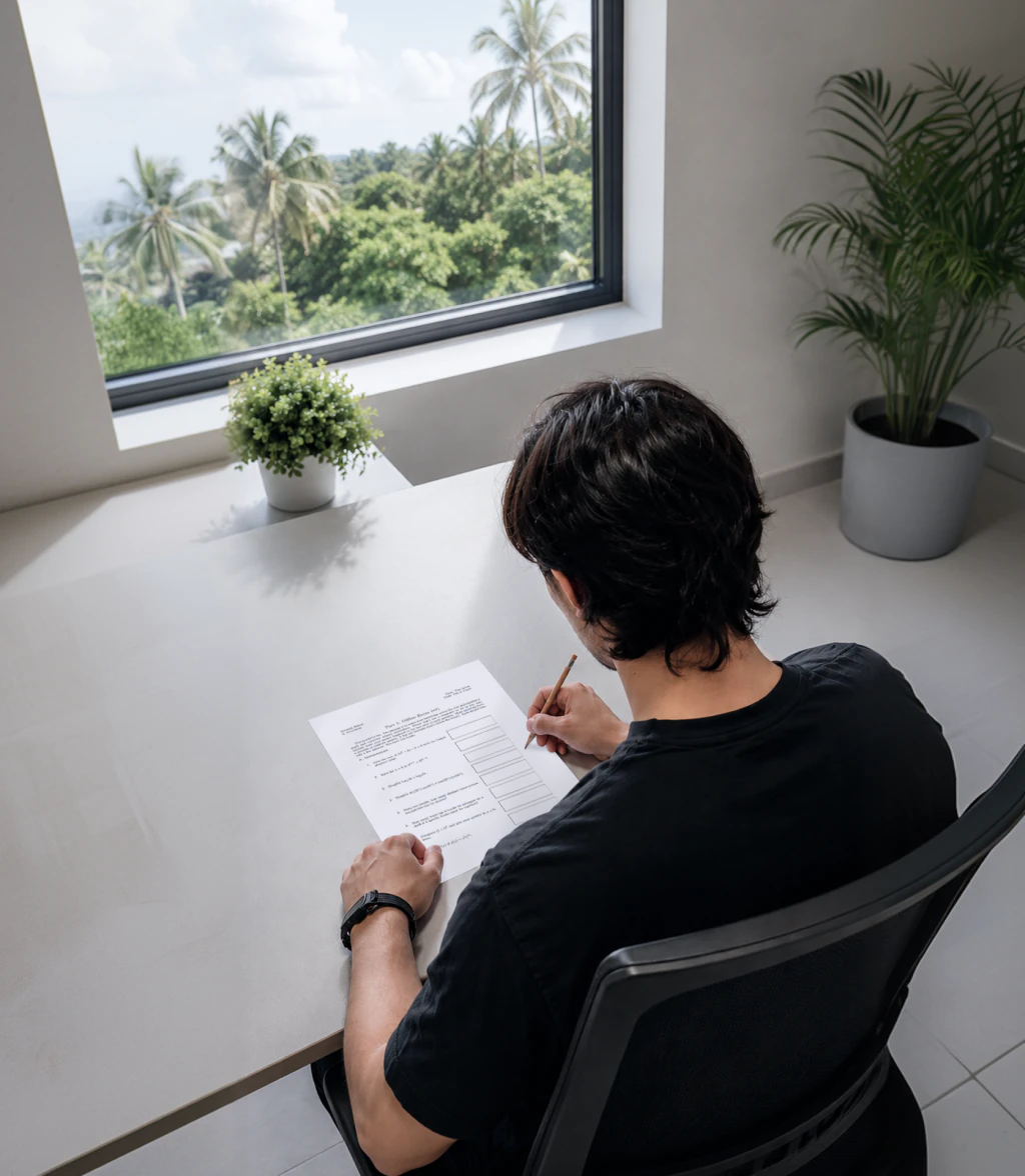 A candidate completing a proctored exam at Network School