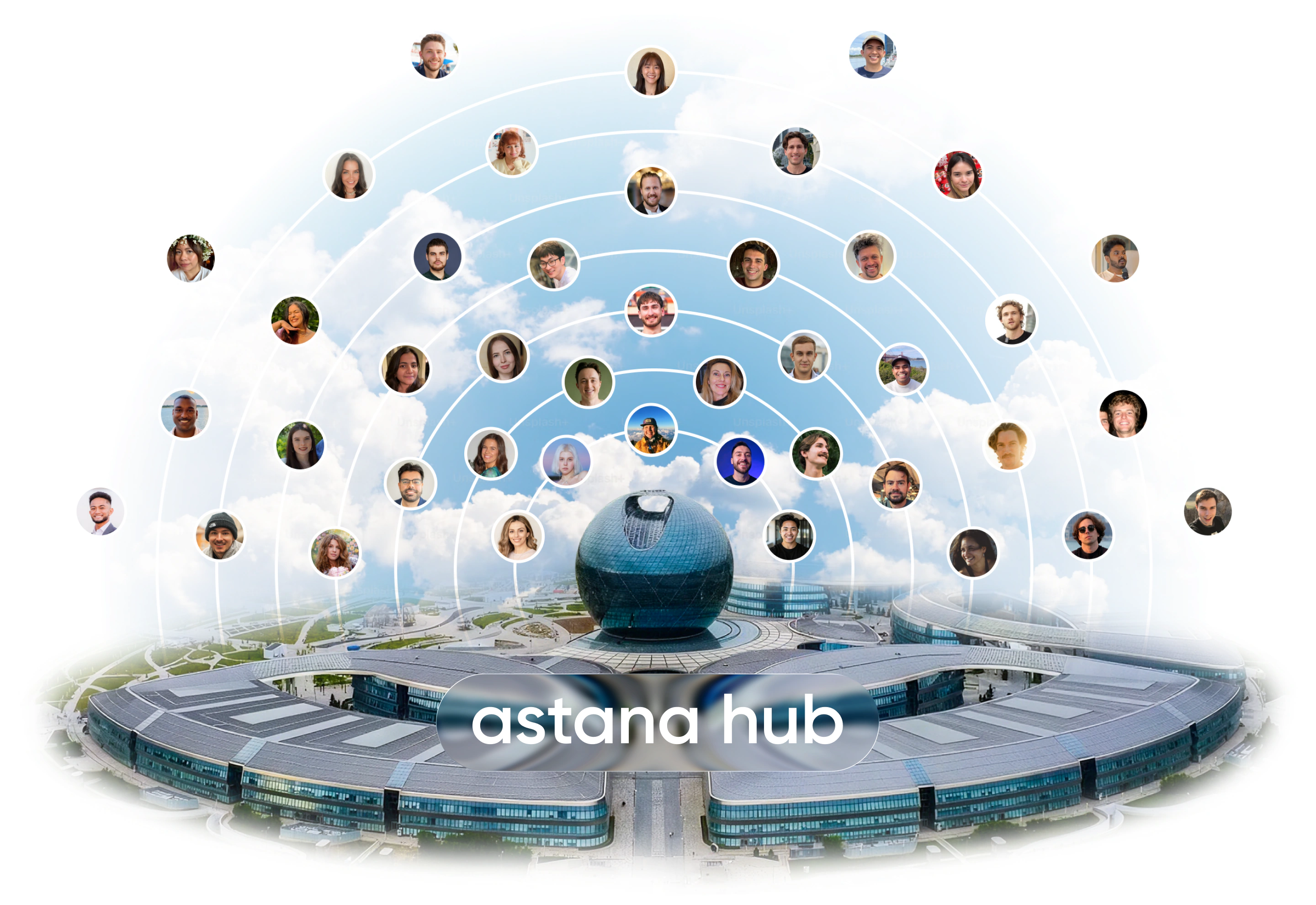 Network School members connected around the Astana Hub campus