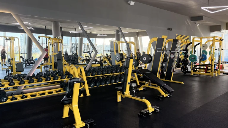 A Network School member using the gym